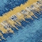 Homeroots 8' Navy Blue Gold And Ivory Round Striped Washable Indoor Outdoor Area Rug 598372 - alternate 6