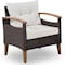 Homeroots Three Piece Outdoor Beige Rattan Sofa Seating Group with Beige Cushions 625698 - alternate 7
