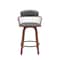 Homeroots 26" Gray And Wood Brown Faux Leather Swivel Low Back Counter Height Bar Chair 534441 - alternate 8
