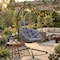 Leisuremod Summit Foldable Egg Swing Chair with Iron Stand, UV-Resistant Wicker, Weatherproof SSCBL-35CH - alternate 9
