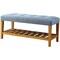 Homeroots 40in Blue and Brown Tufted Fabric Upholstered Storage Bench with Shelves 286431 - alternate 1