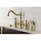 Kingston Brass Bridge Kitchen Faucet with Brass Sprayer, Brushed Brass KS3277BPLBS - alternate 6