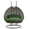 Leisuremod Beige Wicker Hanging 2 person Egg Swing Chair with Dark Green Cushions ESCBG-57DG - alternate 1