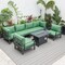 Leisuremod Hamilton 7-Piece Aluminum Patio Conversation Set With Fire Pit Table And Cushions, Green HSFBL-7G - alternate 9