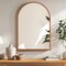 Homeroots Set of Two Walnut Arch Wood Framed Bathroom Vanity Mirror 565028 - alternate 8