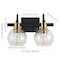Jonathan Y Marais 14.5" 2-Light Iron/Glass Rustic Vintage LED Vanity Light, Black/Brass Gold JYL3527A - alternate 15