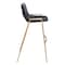 Homeroots Set of Two 30" Black and Gold Faux Leather and Steel Low Back Bar Height Bar Chairs 555663 - alternate 8