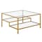 Homeroots 32" Gold Glass And Steel Square Coffee Table With Two Shelves 520971 - alternate 9