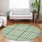 Homeroots 8' Green And Ivory Round Plaid Washable Indoor Outdoor Area Rug 601472 - alternate 4