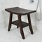 Homeroots Compact Curvilinear Teak Shower Or Outdoor Bench With Shelf In Brown Finish 376695 - alternate 8