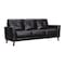 Homeroots 82" Black Leather Sofa With Brown Legs 546416 - alternate 15