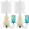 Jonathan Y Cora 22" Classic Vintage Glass LED Table Lamp with USB Charging Port, Cream, 2PK JYL1125A-SET2 - alternate 8