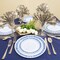 Smarty Had A Party 7.5" White with Royal Blue and Silver Rim Plastic Appetizer/Salad Plates (120 Plates), 120PK 977BLS-CASE - alternate 1
