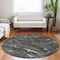 Homeroots 8' Black Ivory And Gold Round Abstract Washable Indoor Outdoor Area Rug 601034 - alternate 9