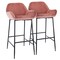 Elama 2 Piece Velvet Bar Stool in Blush Pink with Black Legs ELM-221-PINK - alternate 1