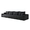 Homeroots 140" Black Corduroy Modular Compression Foam Sofa With Toss Pillows 712975 - alternate 1