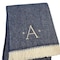 Homeroots 55" X 70" Navy Blue White Herringbone Cotton Blend A Initial Throw Blanket with Tassels Embroidery 680220 - alternate 3