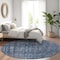 Homeroots 8' Blue And Black Round Damask Washable Indoor Outdoor Area Rug 605087 - alternate 9
