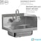 Amgood Stainless Steel Wall Mounted Hand Sink 17 in. x 15 in. with Right Side Splash and Gooseneck Faucet SINK HS-17SS-R-Z - alternate 8