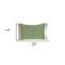 Homeroots 14" X 20" Green And Beige Cotton Lumbar Throw Pillow with Embroidery and Fringe 529186 - alternate 5