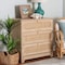 Baxton Studio Elsbeth Japandi Oak Brown Finished Wood and Natural Rattan 3-Drawer Storage Cabinet 227-12953-ZORO - alternate 9