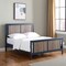 Homeroots Blue and Walnut Reversible Inlaid Panels Solid Wood Full Bed Frame 530213 - alternate 6