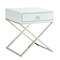 Homeroots 25" Silver And White End Table With Drawer 544114 - alternate 1
