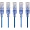 Monoprice Slim Cat6A Cable, 5 Pack, 5 ft.Blue 15134 - alternate 1