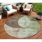 Homeroots 8' Artichoke Green Brown And Beige Round Geometric Washable Indoor Outdoor Area Rug 604901 - alternate 1