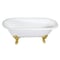 Kingston Brass 72" Cast Iron Oval Double Ended Clawfoot Tub, No Faucet Drillings, White/Brushed Brass VCTDE7232NL7 - alternate 1