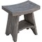 Homeroots 18" Gray Solid Wood Rectangular Shower Bench With Shelf 376753 - alternate 6