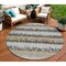 Homeroots 8' Gray Brown And Beige Round Striped Washable Indoor Outdoor Area Rug 598354 - alternate 1