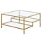 Homeroots 32" Gold Glass And Steel Square Coffee Table With Two Shelves 520971 - alternate 1
