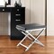 Homeroots 21" Charcoal and Silver Faux Leather Vanity Chair 554175 - alternate 4