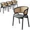 Leisuremod Ervilla Dining Arm Chair with Wicker Back and Leather Seat in Gray, 4PK EC20GR-L4 - alternate 1