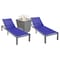 Leisuremod Marlin Grey Aluminum Patio Chaise Lounge Chair Set of 2 with Square Fire Pit Table, Navy Blue MLGRCF21-77NBU2 - alternate 1