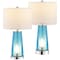 Jonathan Y Tryon 26" Modern Minimalist Glass/Iron Nightlight LED Table Lamp, Chrome/Clear Blue, 2PK JYL1137B-SET2 - alternate 1