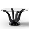 Homeroots 51" Clear and Black Glass and Solid Wood Pedestal Base Round Top Dining Table 633116 - alternate 1
