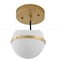Jonathan Y Porter 8" Modern Minimalist Globe LED Pendant Light, Gold Painting/White JYL1605B - alternate 10