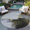 Homeroots 8' Khaki Light Green And Black Round Abstract Washable Indoor Outdoor Area Rug 603031 - alternate 9