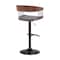 Homeroots Gray and Black Faux Leather with Metal Swivel Adjustable Height Bar Chair 534461 - alternate 9