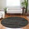 Homeroots 8' Taupe Charcoal And Gray Round Striped Washable Indoor Outdoor Area Rug 588252 - alternate 6