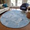 Homeroots 8' Denim Blue And Ivory Round Abstract Washable Indoor Outdoor Area Rug 596856 - alternate 7
