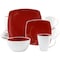 Gibson Home Soho Lounge 16 Piece Soft Square Stoneware Dinnerware Set in Red and White 131714.16R - alternate 1