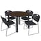 Regency Round Kee Breakroom Table W/ 4 Zeng Stack Chairs, 42 in W, 42 in L, Neo Walnut TB42RNDNWBPBK44BK - alternate 1