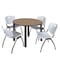 Regency Round Kee Breakroom Table W/ 4 M Stack Chairs, 42 in W, 42 in L, Noble Oak TB42RNDNOBPBK47GY - alternate 1