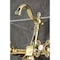 Kingston Brass Two-Handle Wall Mount Bridge Kitchen Faucet with Brass Sprayer, Polished Brass KS2442AXBS - alternate 5