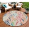 Homeroots 8' Orange Copper And Gold Round Geometric Washable Indoor Outdoor Area Rug 589238 - alternate 1