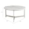 Homeroots 30" White and Silver Genuine Marble and Aluminum Round Cross Legs Coffee Table 565084 - alternate 9