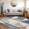 Homeroots 8' Blue Gray And Ivory Round Geometric Washable Indoor Outdoor Area Rug 617976 - alternate 8